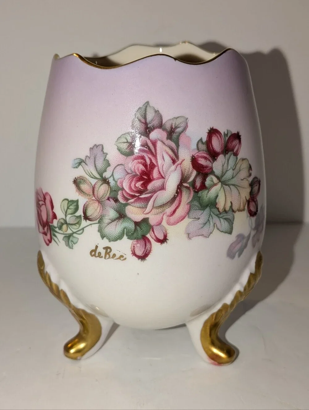 Vintage Imperial de Bec Porcelain Footed Egg Vase Germany 3